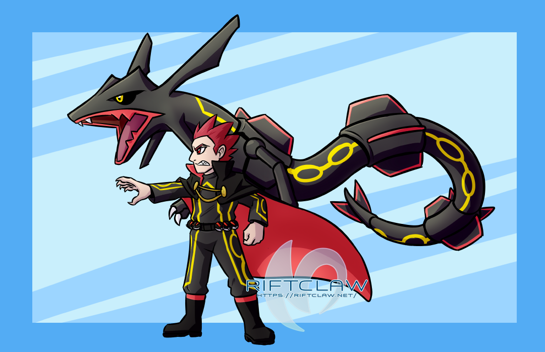 Lance Tatsumi and his rayquaza, Jet. Art by Blake!
